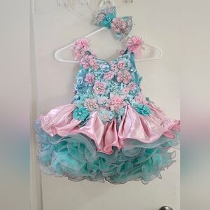 Floral Fantasy Kids Pagent Dress  + Hair Clip